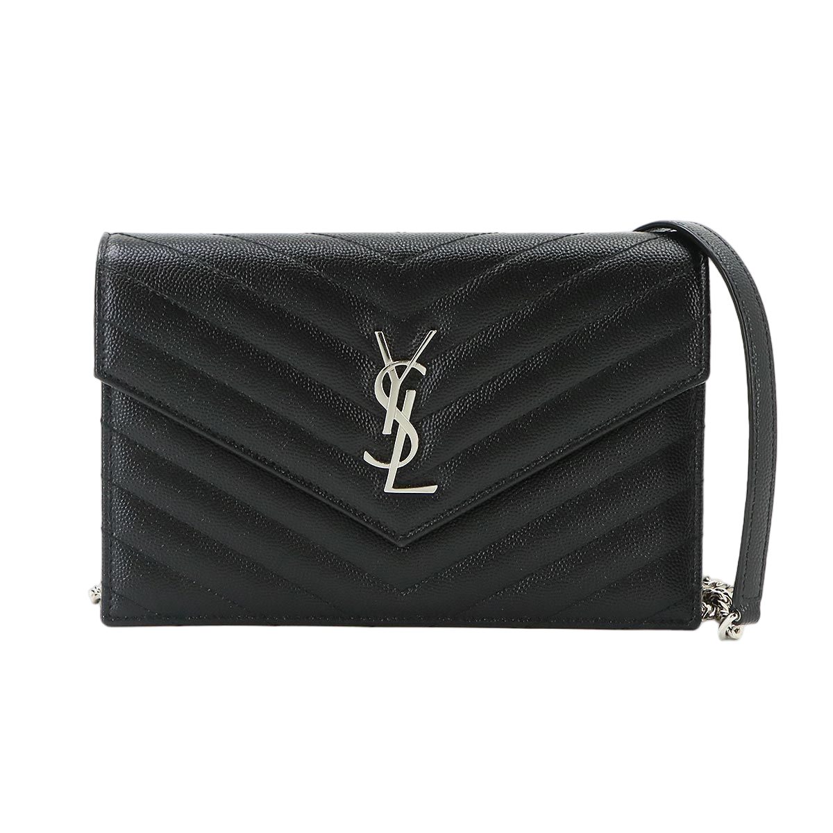 Saint Laurent Cassandra Envelope Chain Wallet Leather Black Shoulder Bag