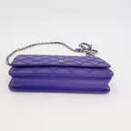 Chanel Chain Wallet Shoulder Bag Women Leather Blue — view 9