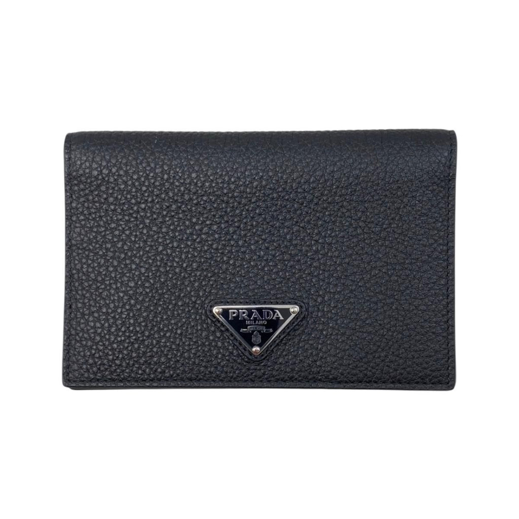 Prada Card Case Passport Calf Leather Triangle Logo