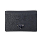 Prada Card Case Passport Calf Leather Triangle Logo