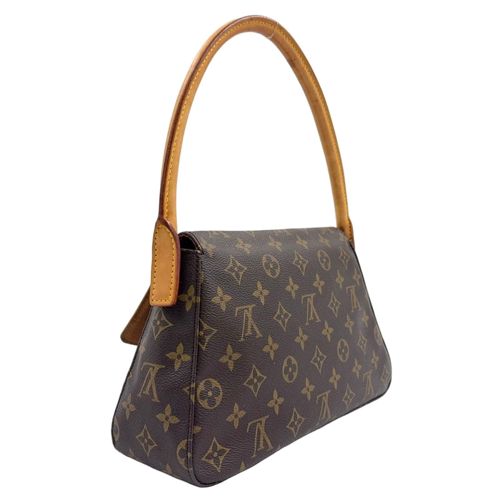 Louis Vuitton Mini Looping Monogram Shoulder Leather Brown Handbag Gold — view 2