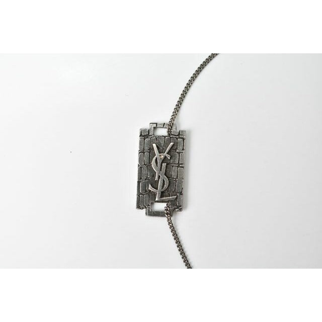 Saint Laurent Bangle Bracelet Vintage Silver YSL Logo — view 2