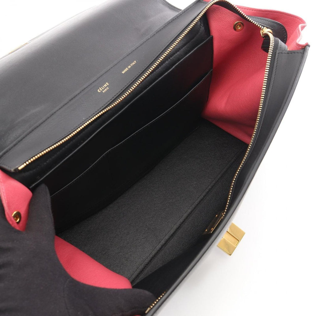 Celine Handbag Trapeze Black Grey Red Leather — view 3