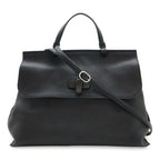 Gucci Bamboo Daily Leather Top Handle Bag Handbag 2-Way Shoulder Black