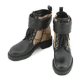 Gucci Boots Jumbo GG Marmont Ankle Canvas Leather 34.5 Beige Black