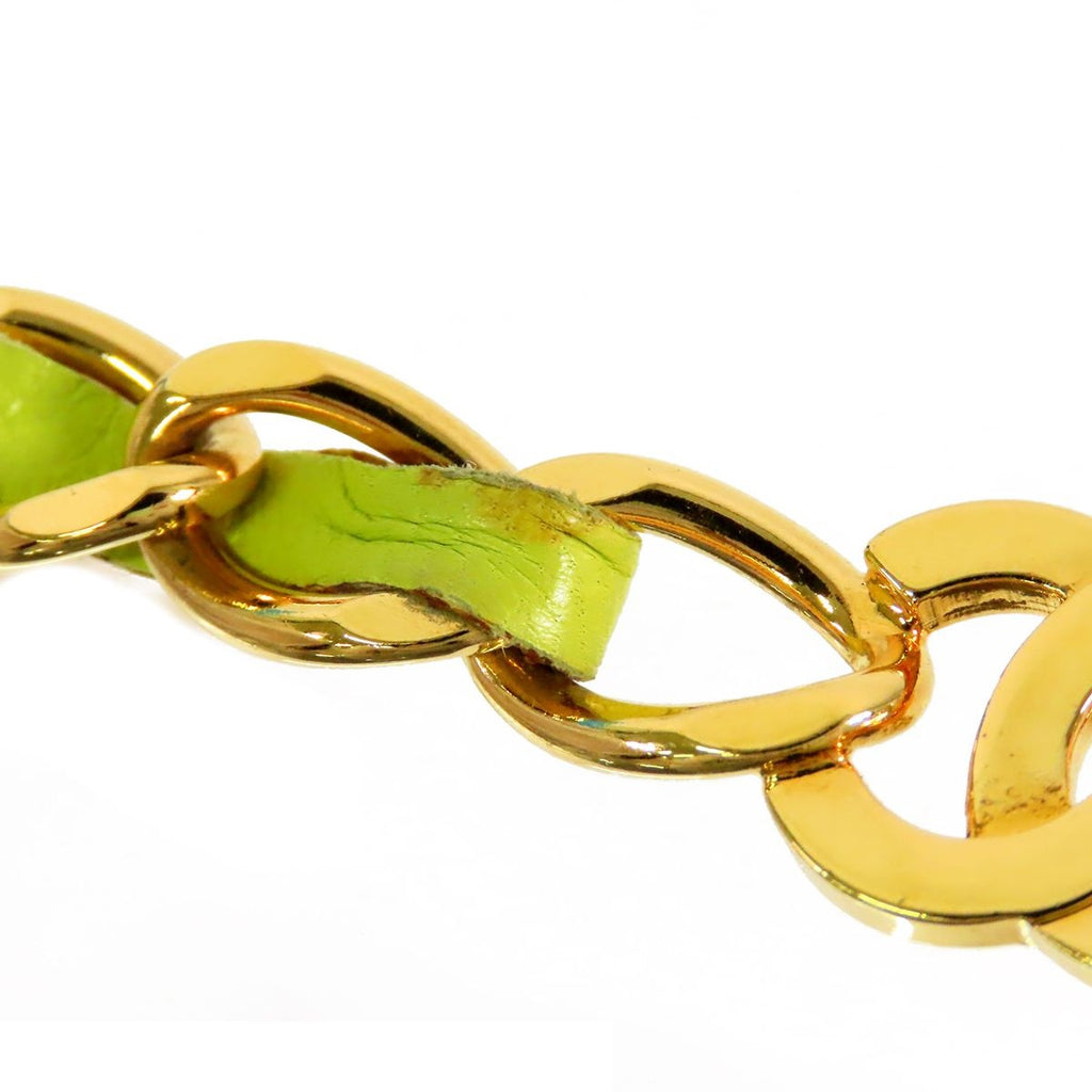 Chanel CC Logo Chain Belt Gold Yellow Metal Leather — view 5