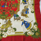 Hermes Scarf Carre 90 Joies D'hiver Winter Pleasures Silk Red Ivory Gold Large — view 2