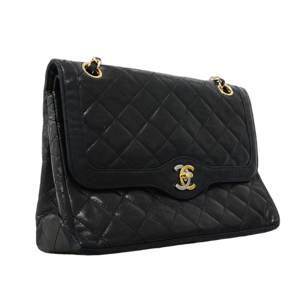 Chanel Shoulder Bag Quilted Limited Edition Lambskin Black Gold Silver — view 2