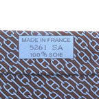 Hermes 5261 SA 100% Silk Chaine Chain All Over Pattern Cravat Wide Tie Brown Marron — view 6