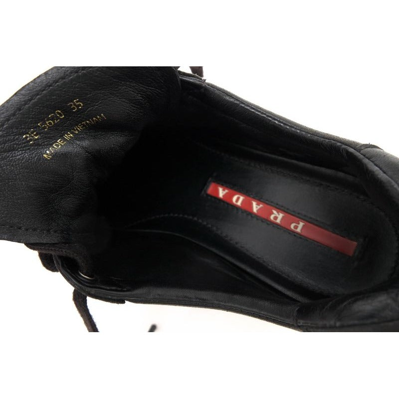 Prada Shoes Sneakers Low Cut Women Leather Black 3 E5620 — view 8
