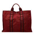 Hermes Fourre Tout MM Tote Red Canvas