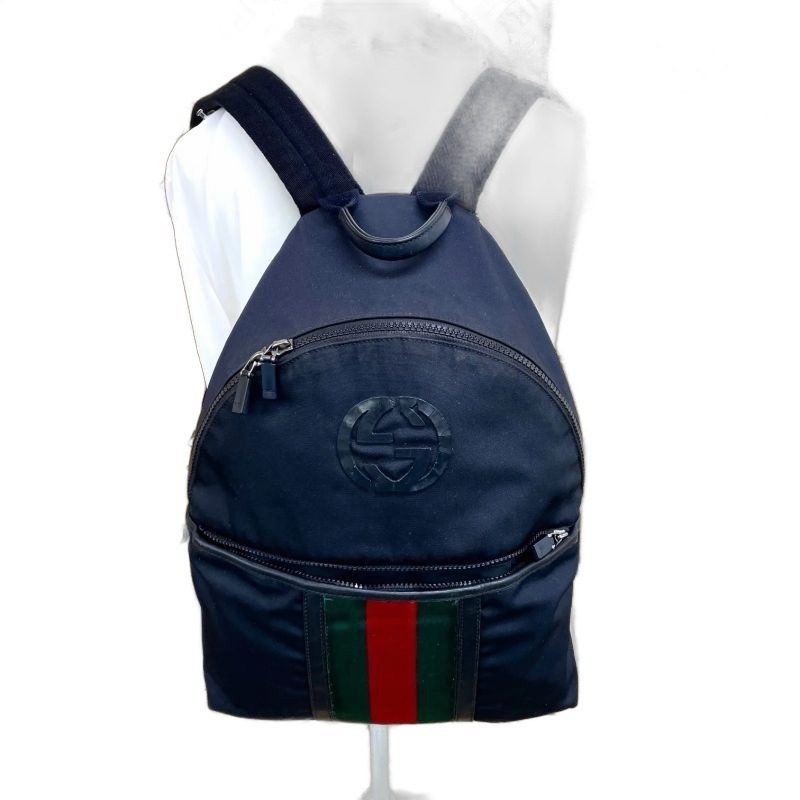 Gucci Backpack GG Logo Sherry Line Black Travel Business