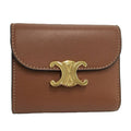 Celine Compact Wallet Small Triomphe Leather Brown Gold