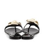 Chanel Coco Mark Camellia Rubber Sandals 35 Black And White — view 6