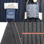 Hermes Muffler-h Torsade Cuir Navy-style Cashmere Silk Clothing Scarf — view 6