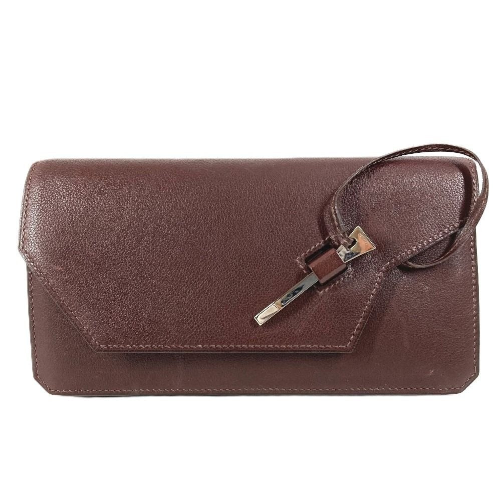 Hermes Clutch Envelope Leather Brown