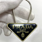 Prada Key Ring Silver Gold Logo Metal M285 — view 5