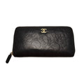Chanel Camellia Lambskin Zip Around Wallet