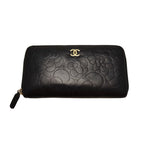 Chanel Camellia Lambskin Zip Around Wallet