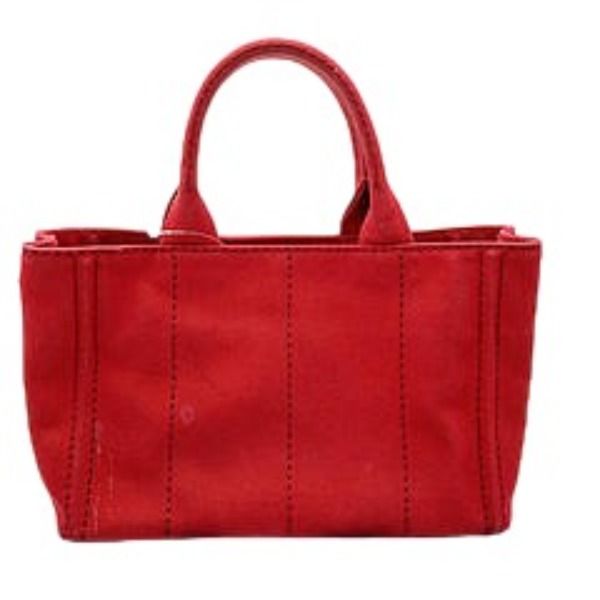 Prada Canvas Tote Canapa Bag Red — view 2