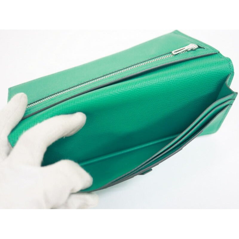 Hermes Bearn Souffle Bifold Wallet Epsom Vert Jade Silver — view 5