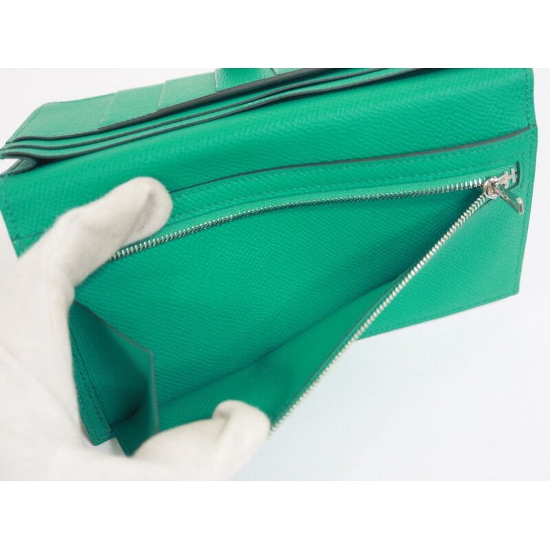 Hermes Bearn Souffle Bifold Wallet Epsom Vert Jade Silver — view 6