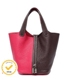 Hermes Handbag Silver Taurillon Clemence Picotin Lock PM Kazak