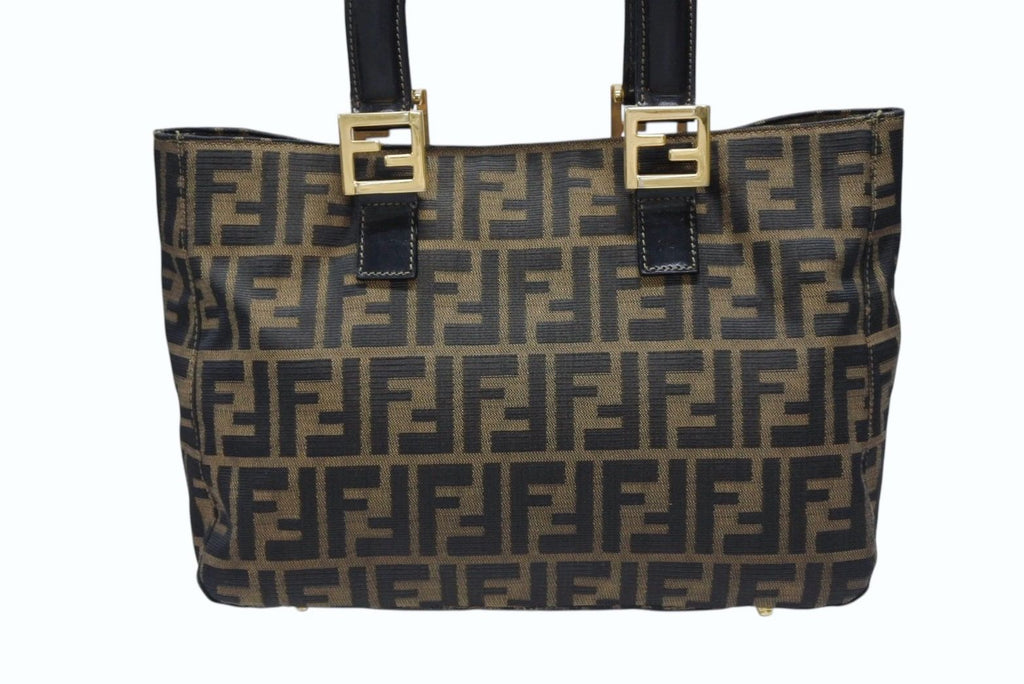 Fendi Tote Bag Zucca Pattern Canvas Brown Gold — view 3