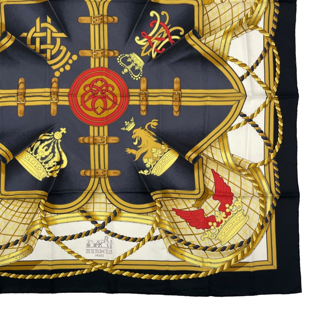 Hermes Scarf Silk Carre 90 Grande Tenue Horse Attire Black — view 5