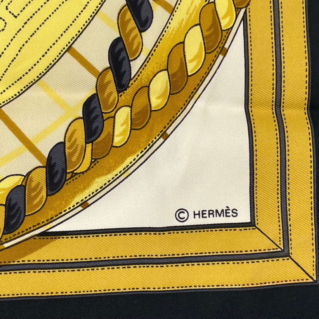 Hermes Scarf Silk Carre 90 Grande Tenue Horse Attire Black — view 9
