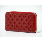 Chanel CC Logo Quilted Round Zip Long Wallet Patent — view 2