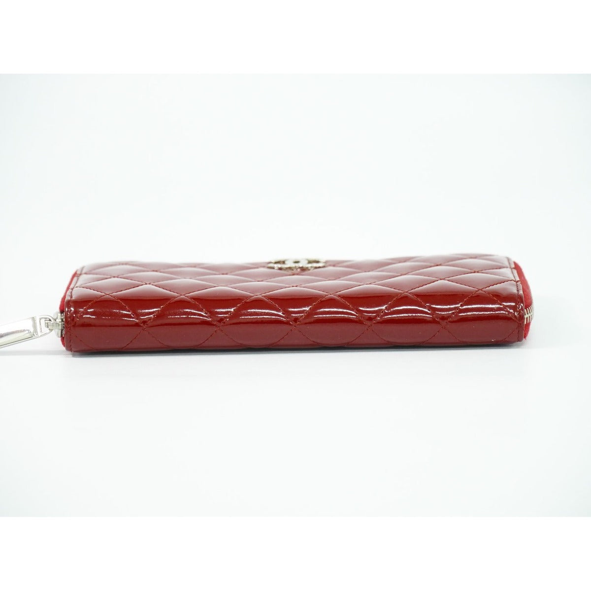 Chanel CC Logo Quilted Round Zip Long Wallet Patent — view 3