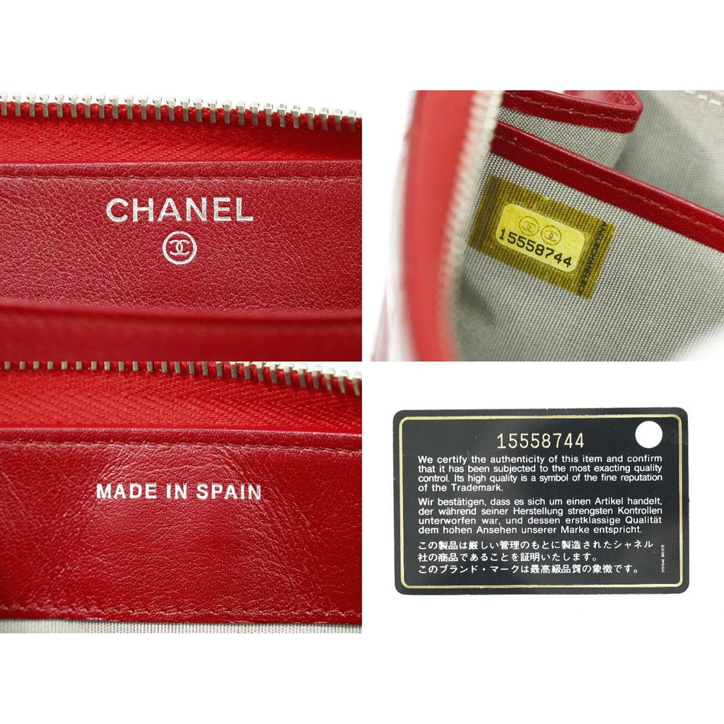 Chanel CC Logo Quilted Round Zip Long Wallet Patent — view 9