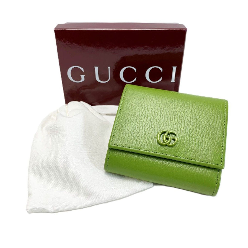 Gucci GG Marmont Bifold Wallet Green Leather Handbag