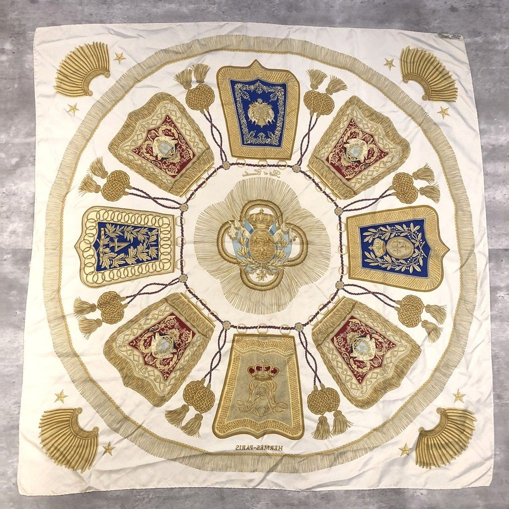 Hermes Carre 90 Poste Et Cavalerie Scarf Gold Silk — view 2