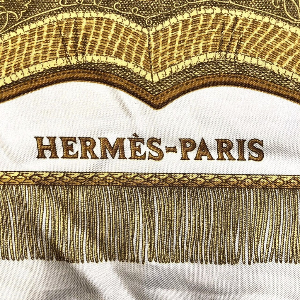 Hermes Carre 90 Poste Et Cavalerie Scarf Gold Silk — view 3