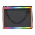 Louis Vuitton Pochette A4 Clutch Bag Leather Black Rainbow Taiga