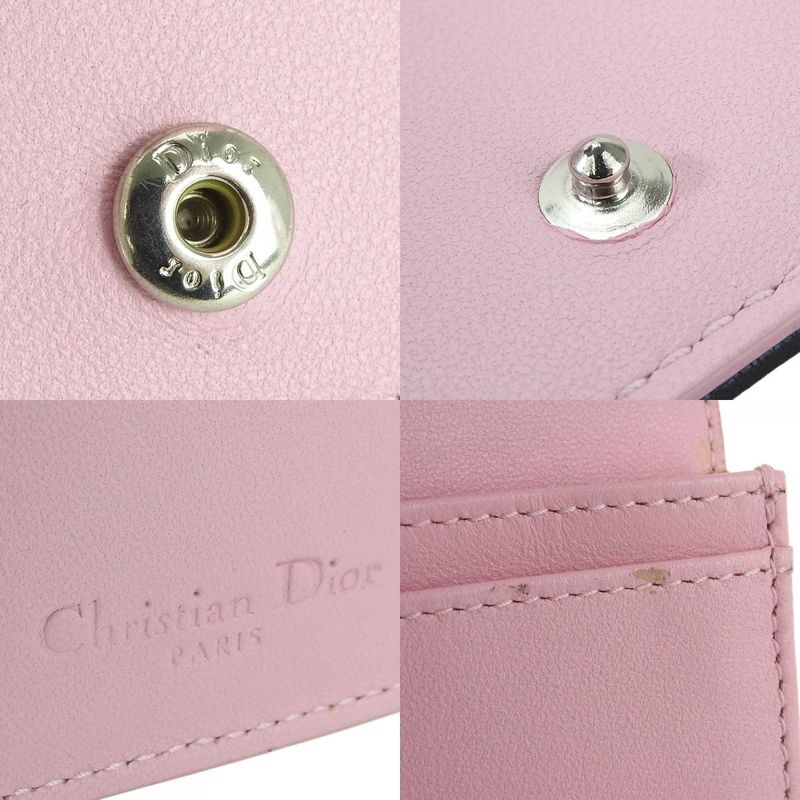 Christian Dior Card Case Cannage Leather Black Pink Business Holder Small — view 6