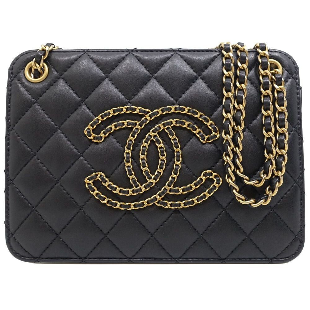 Chanel Chain Shoulder Bag 2-Way Quilted CC Logo Lambskin