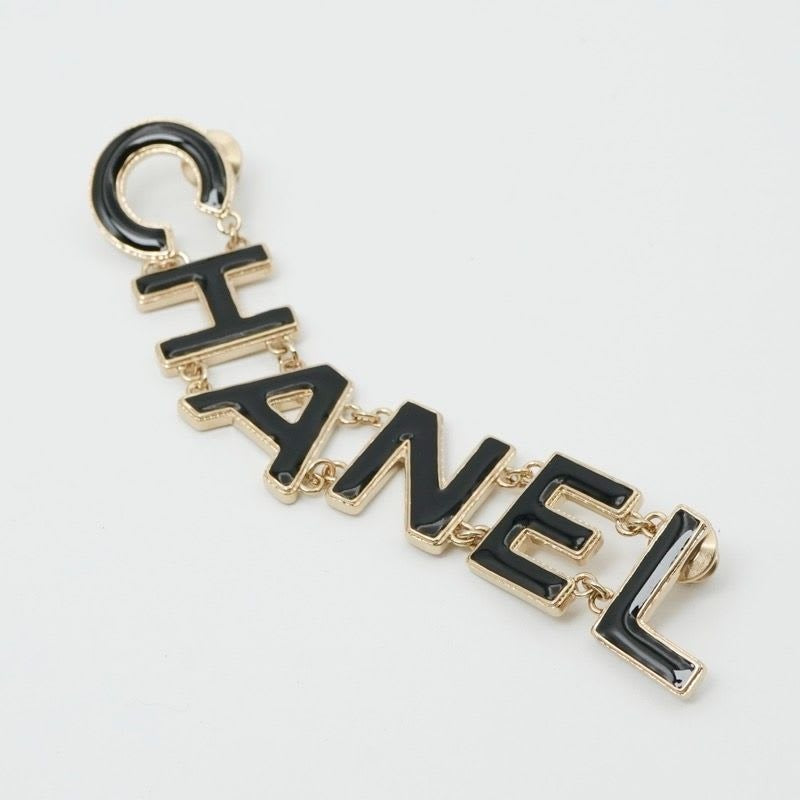 Chanel Brooch Corsage Gold Black Pin Logo — view 2