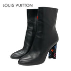 Louis Vuitton Silhouette Line Monogram Boots Short Shoes Leather Black
