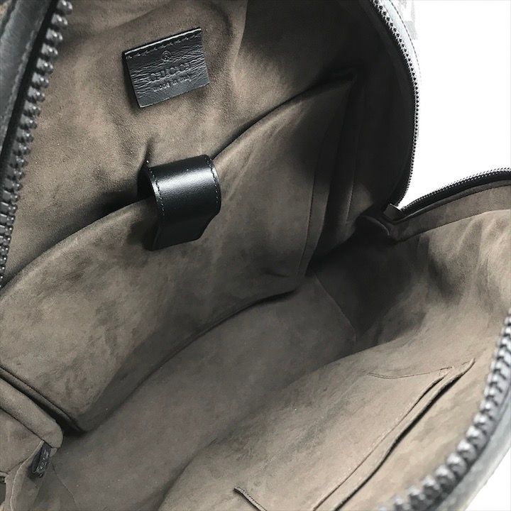 Gucci GG Supreme GG Carre Backpack Leather Khaki Beige Black — view 7