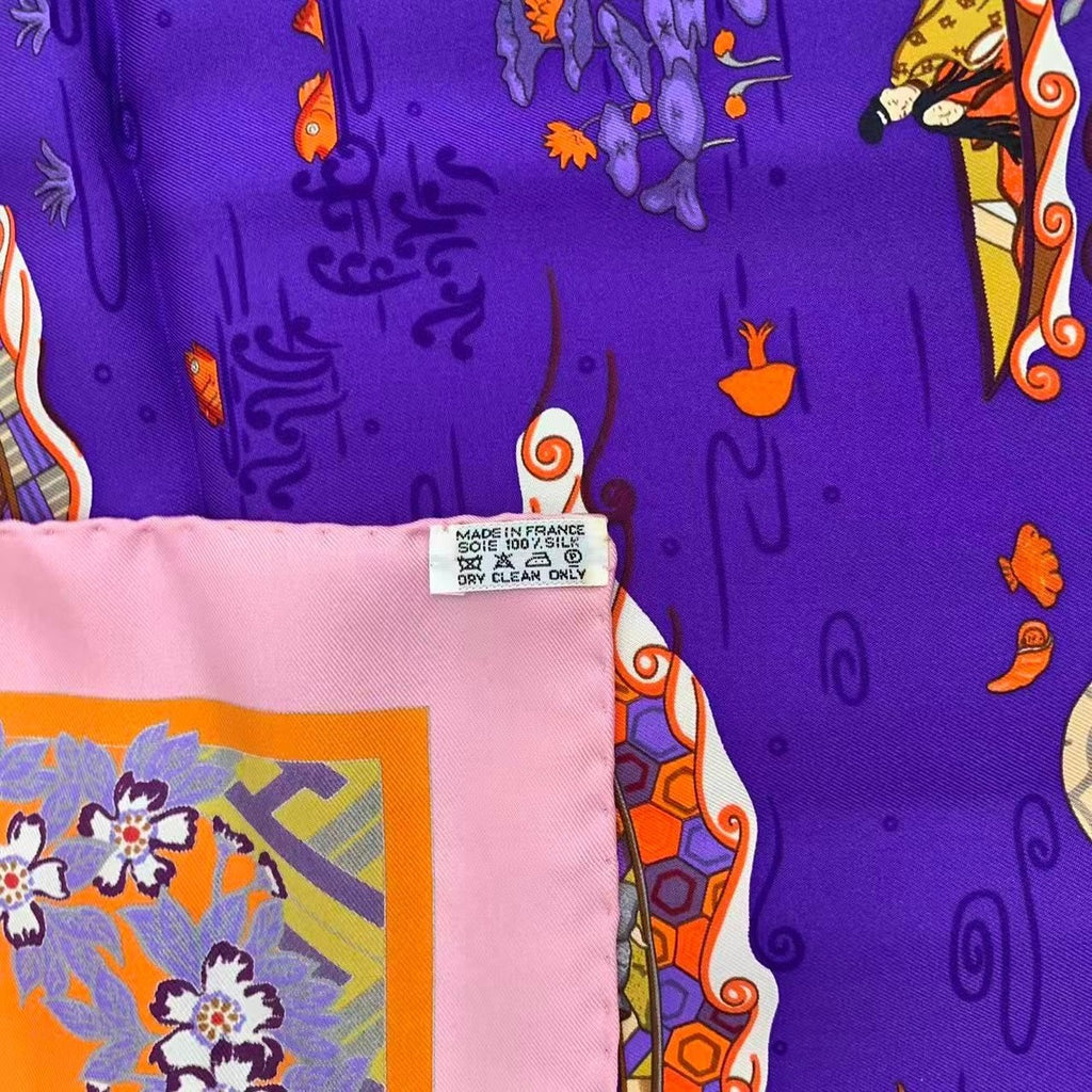 Hermes Carre 90 Large Scarf 100% Silk Ballade de Heian in the Garden — view 8