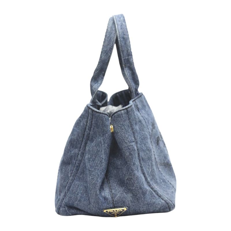 Prada Cotton Canvas Tote Bag Canapa Blue — view 4