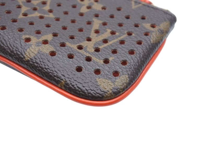 Louis Vuitton Pochette Cles Coin Purse Monogram Perfo Leather Orange — view 6