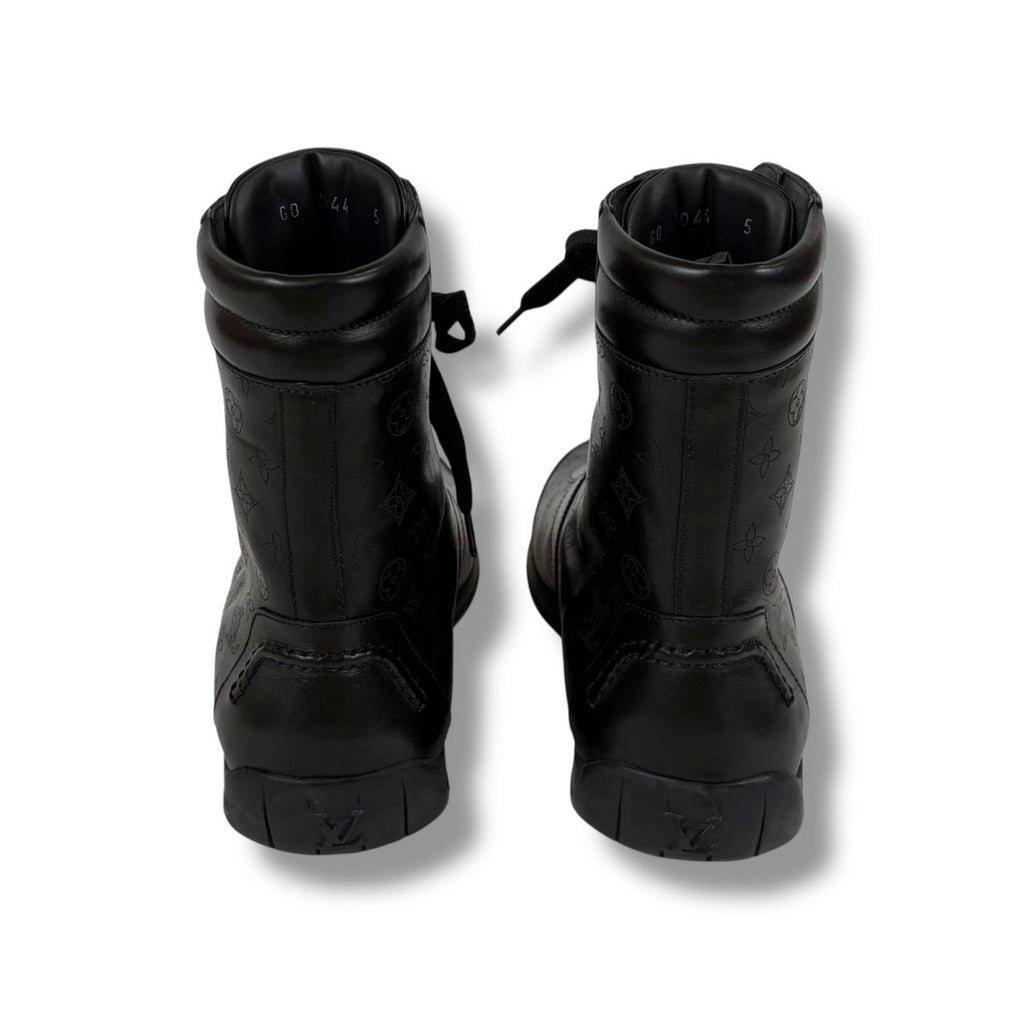 Louis Vuitton All Leather Boots Monogram Black 5 Lace Up — view 5