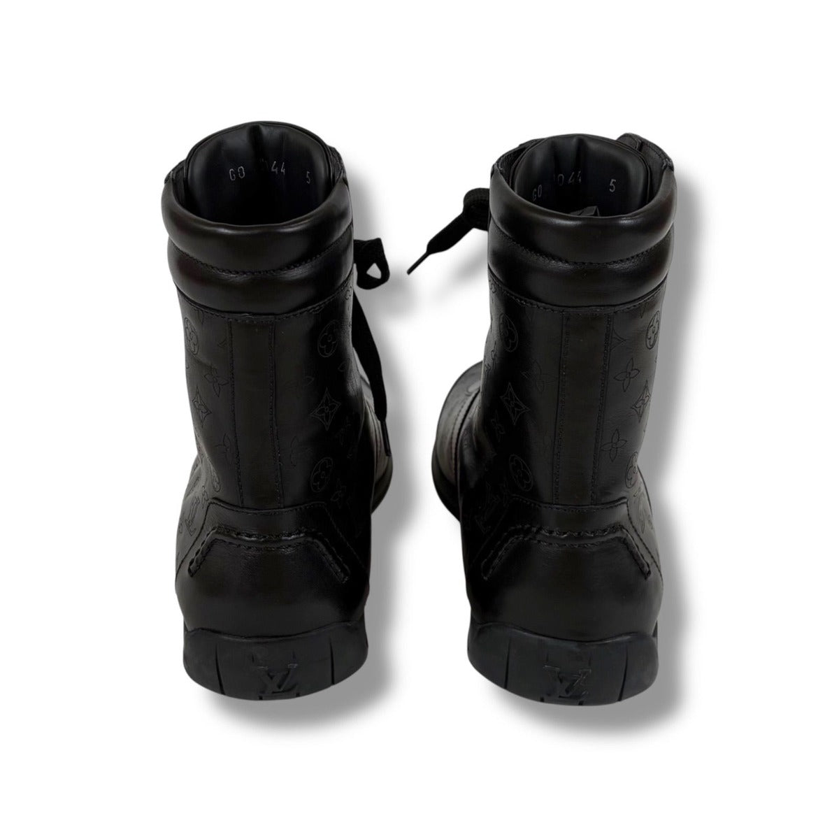 Louis Vuitton All Leather Boots Monogram Black 5 Lace Up — view 5