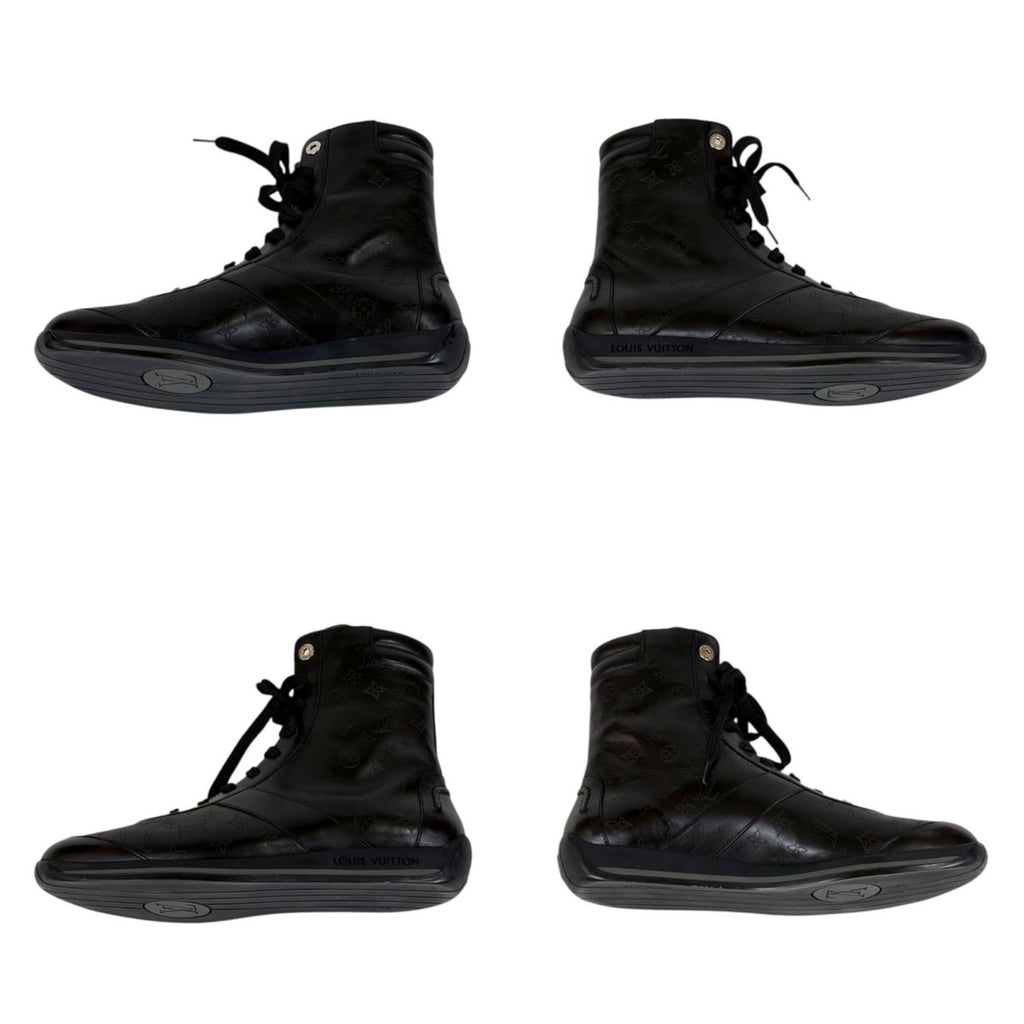 Louis Vuitton All Leather Boots Monogram Black 5 Lace Up — view 6