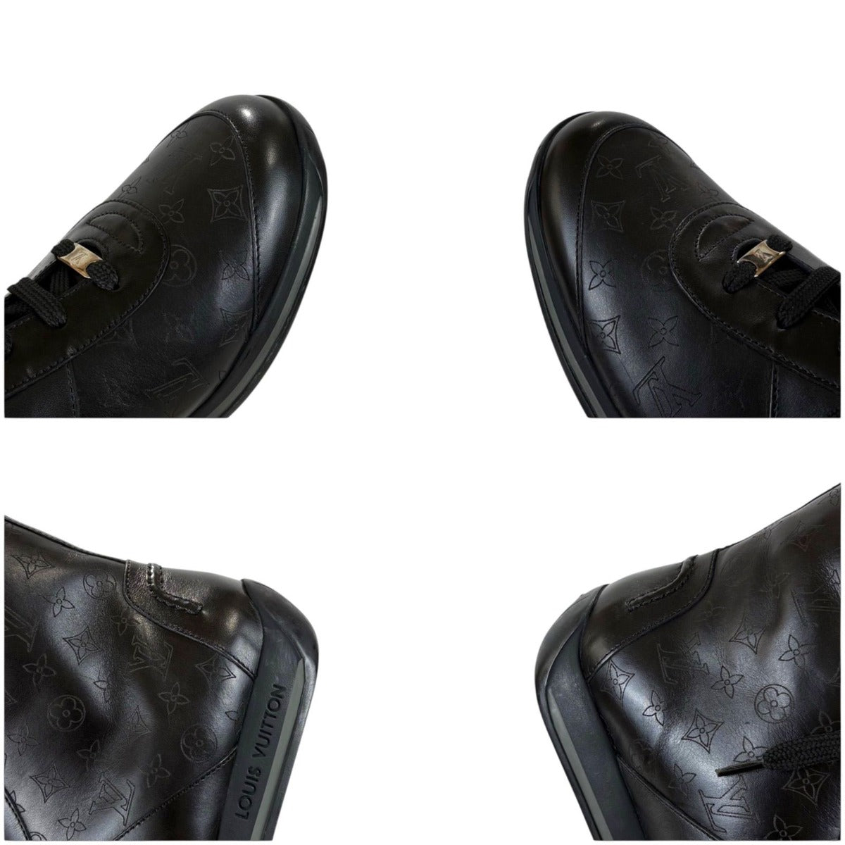 Louis Vuitton All Leather Boots Monogram Black 5 Lace Up — view 8