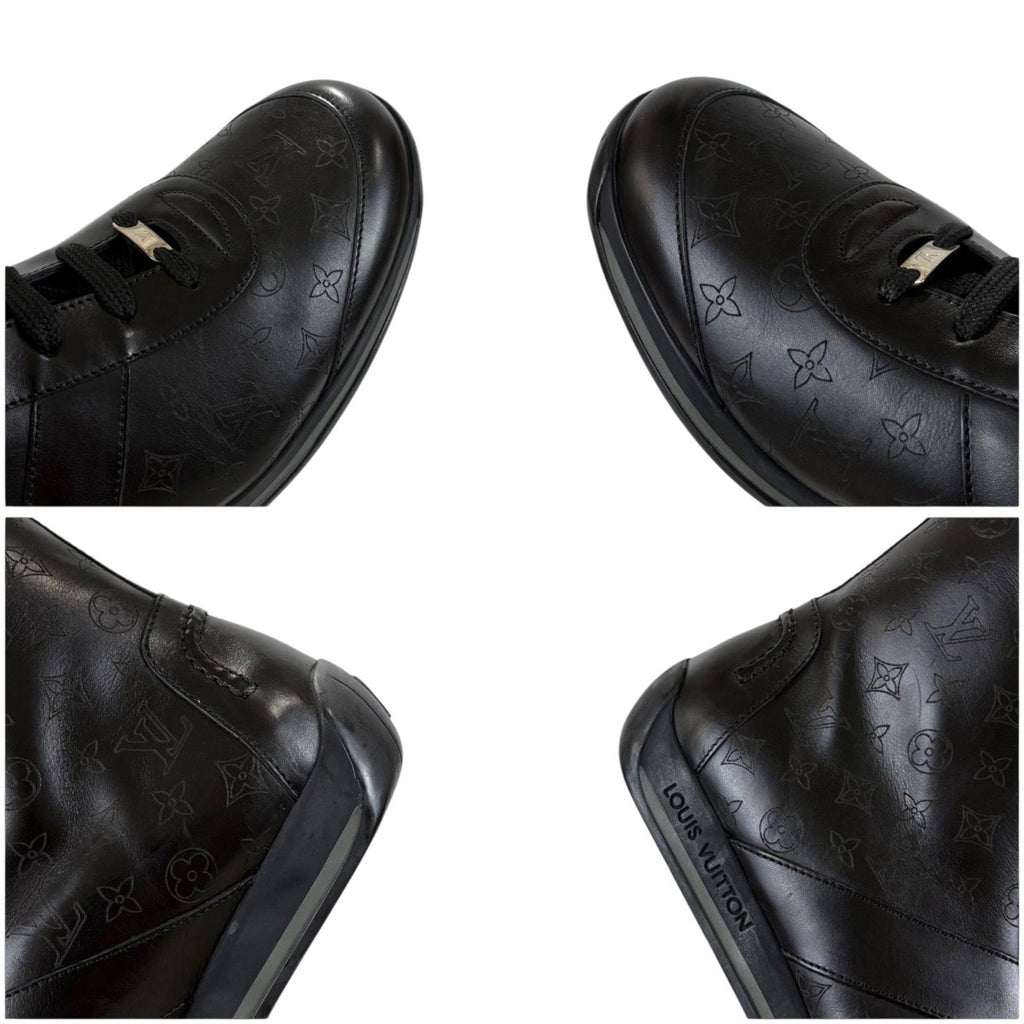 Louis Vuitton All Leather Boots Monogram Black 5 Lace Up — view 9